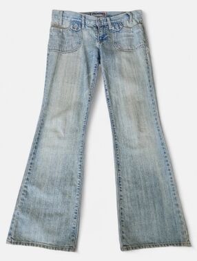 Old Navy Y2K Vintage Flare Jeans Light Wash Low Rise Size 4 Inseam 30"